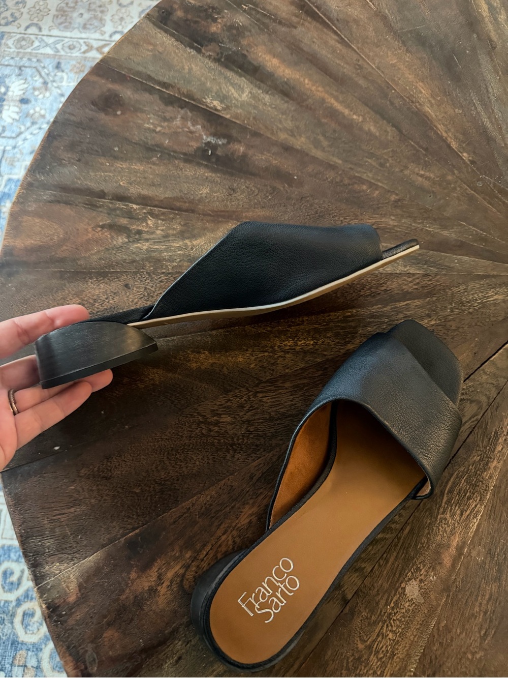 Franco Sarto Leslie Black Slide Sandals - Women's Open-Toe Mule - Picture 7 of 10